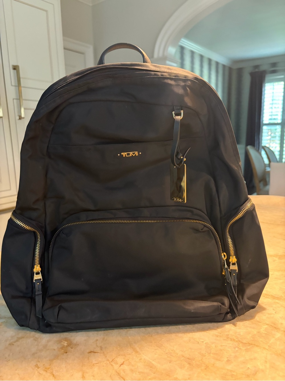 TUMI Voyageur Nylon Backpack Black Gold Hardware